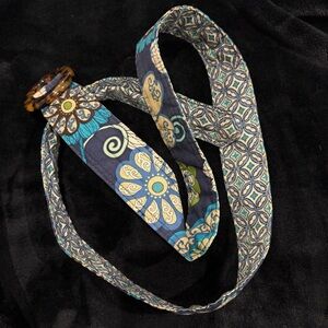 Vera Bradley Mod Floral Blue Reversible Belt with Tortoise Buckle